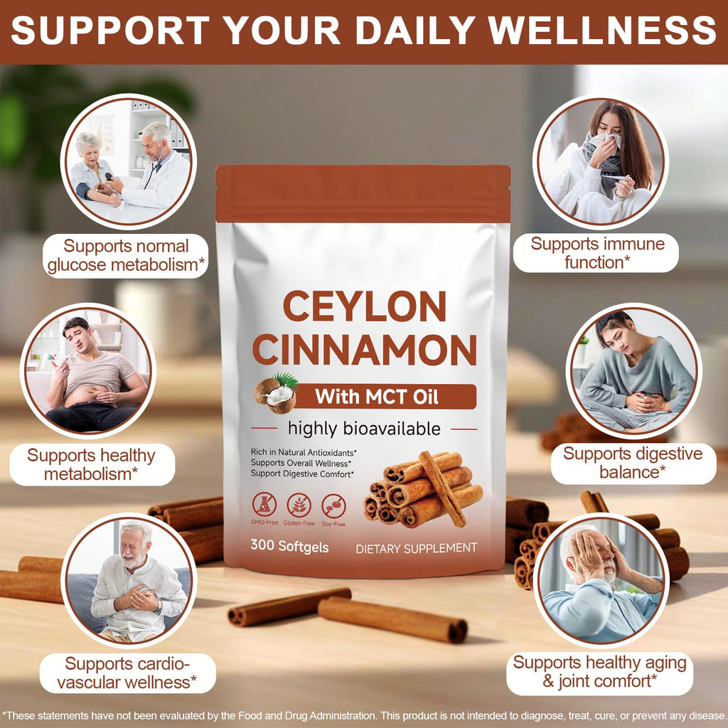 Cinnamon Capsules 300 Softgels with MCT Oil U9903