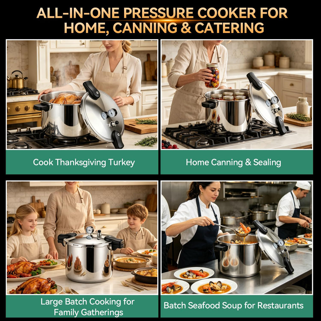 23-24QT Aluminum Pressure Cooker with Pressure Gauge T56971
