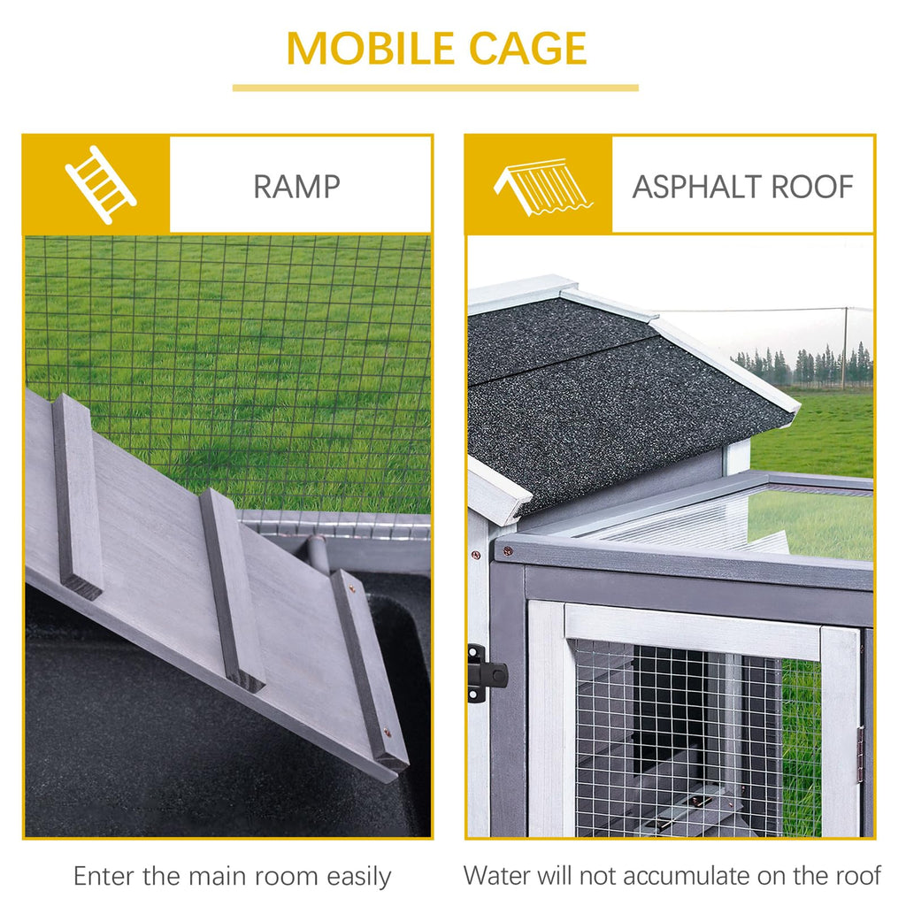 Wooden Rabbit Hutch with Waterproof Roof E203047