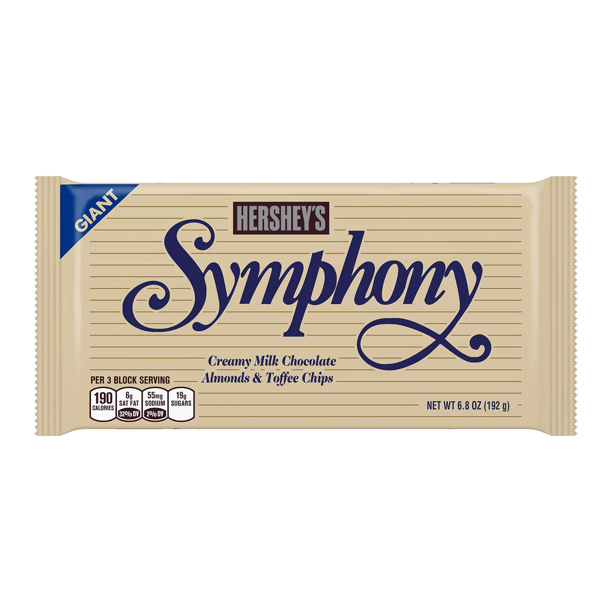 Creamy Milk Chocolate Almonds and Toffee Chips Candy Bar 6.8 oz T1286
