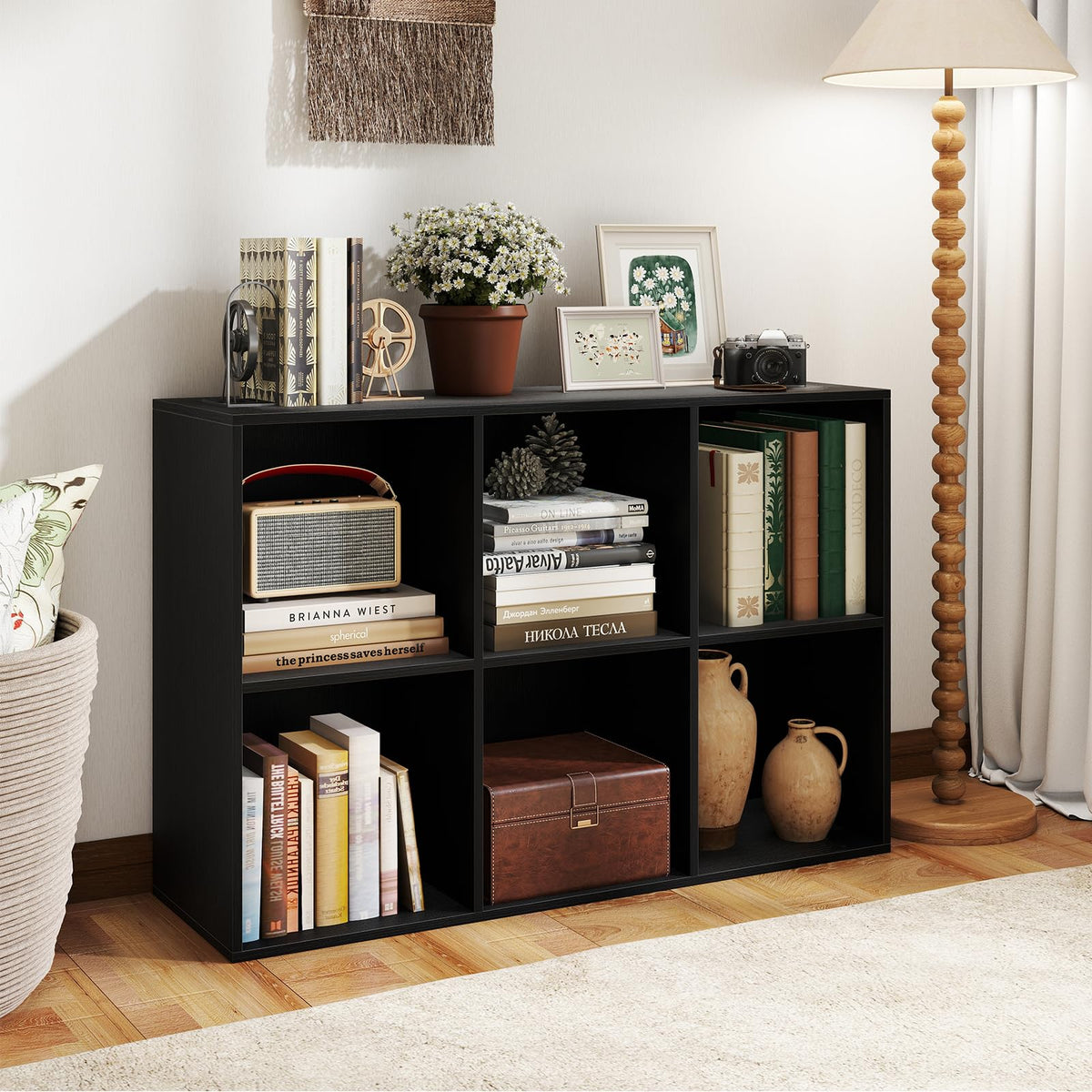 Black 6-Cube 3-Tier Bookcase O520