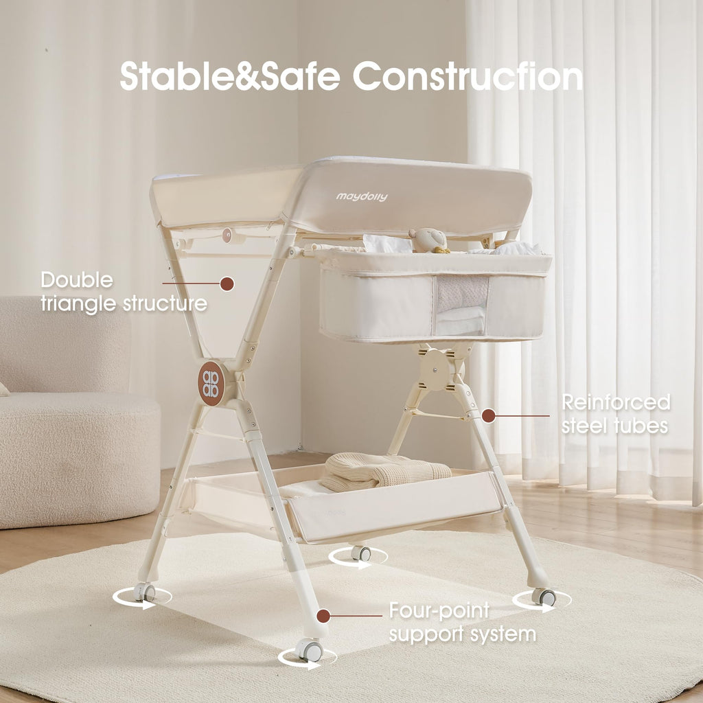 Portable Foldable Baby Changing Table on Wheels W76302