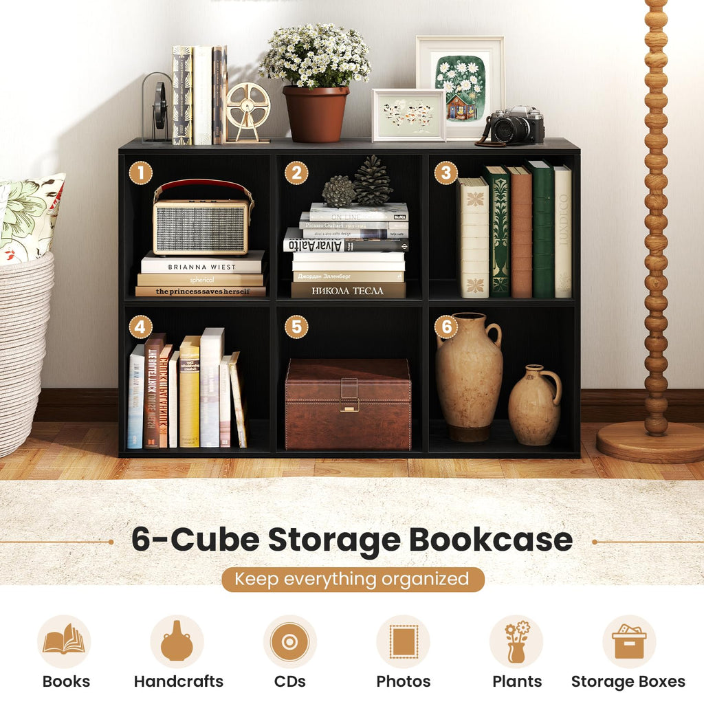 Black 6-Cube 3-Tier Bookcase O520