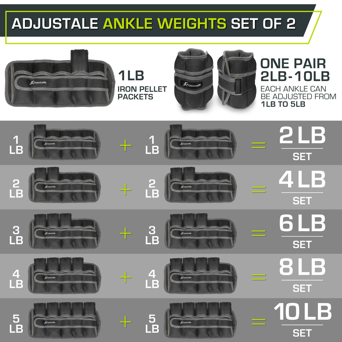Ankle Wrist Arm Leg Weights Set of 2 Adjustable Strap R488277