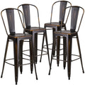 Distressed Copper Metal Indoor-Outdoor Barstool with Back U858