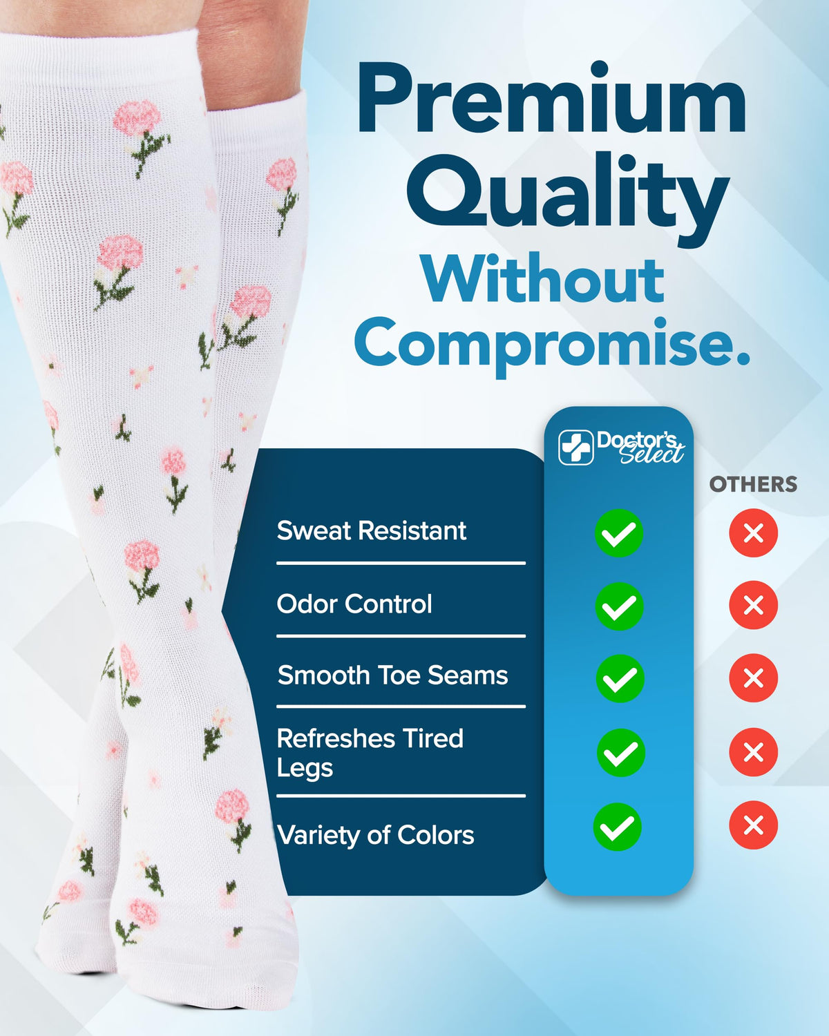 Bamboo Viscose 8-15 mmHg Knee High Compression Socks 3 Pairs X5387