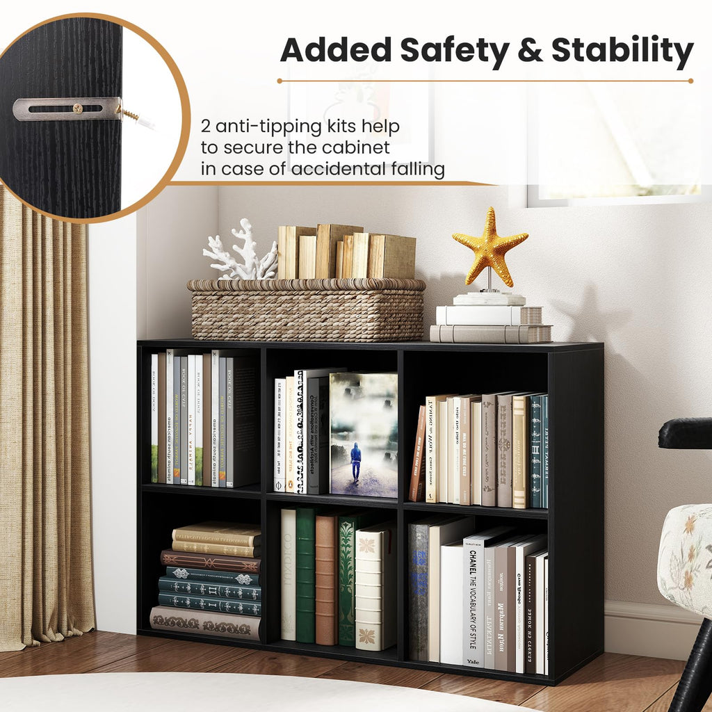 Black 6-Cube 3-Tier Bookcase O520