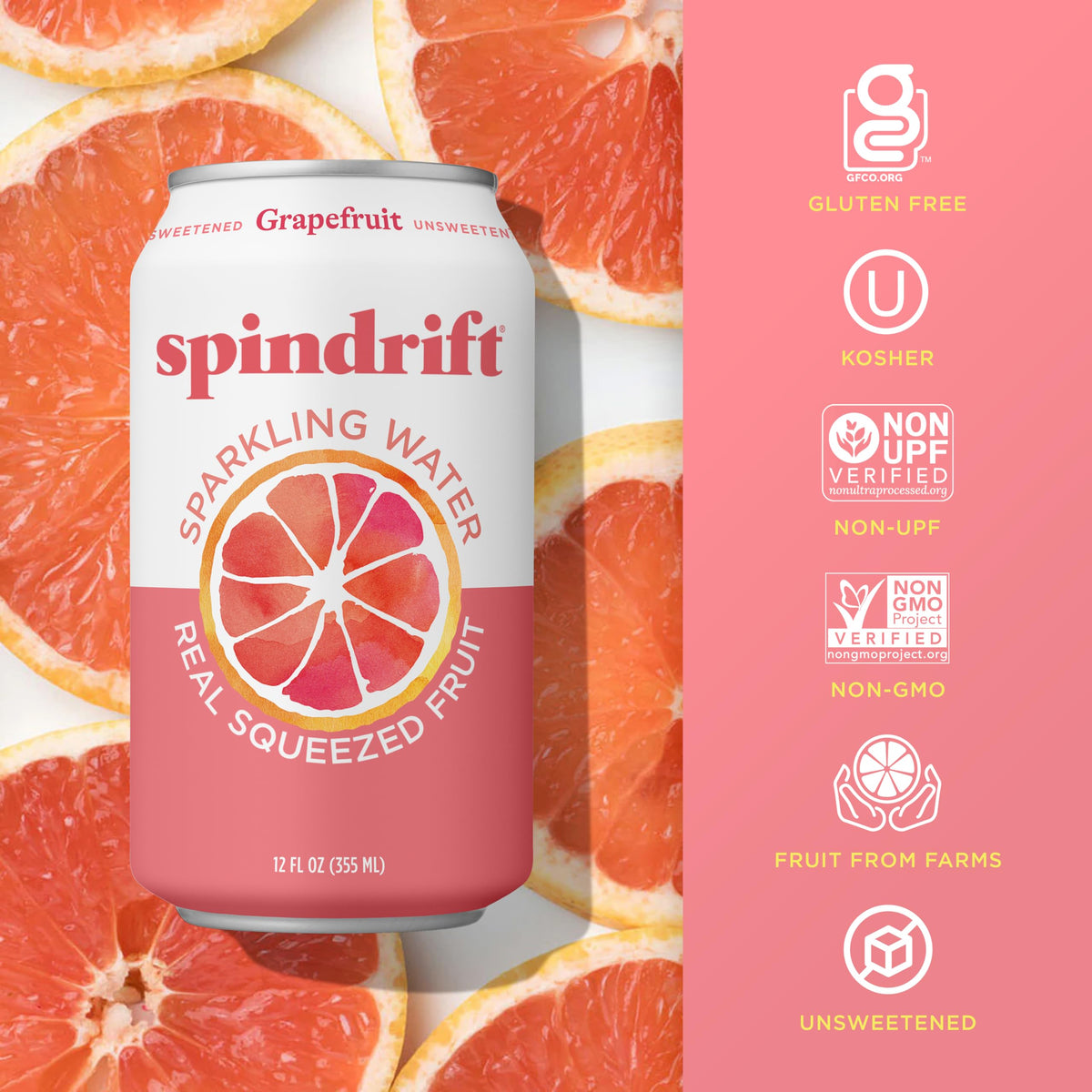 Grapefruit Flavored Sparkling Water 12 Fl Oz (Pack of 24) Q2659
