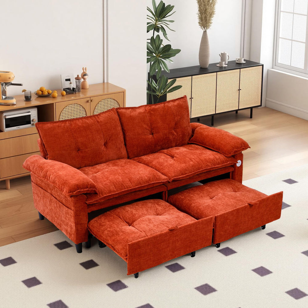 Orange Velvet Sleeper Sofa Q53262
