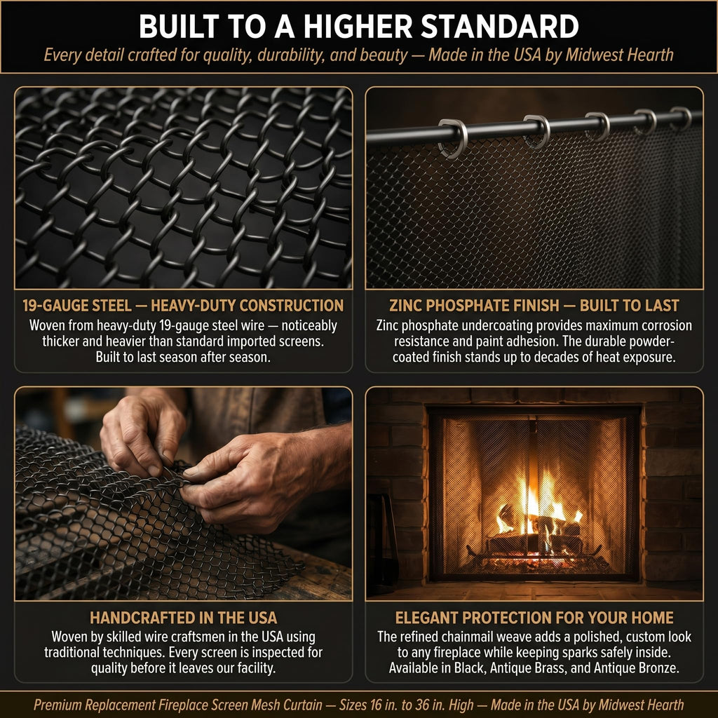 Black Fireplace Mesh Curtain J9390