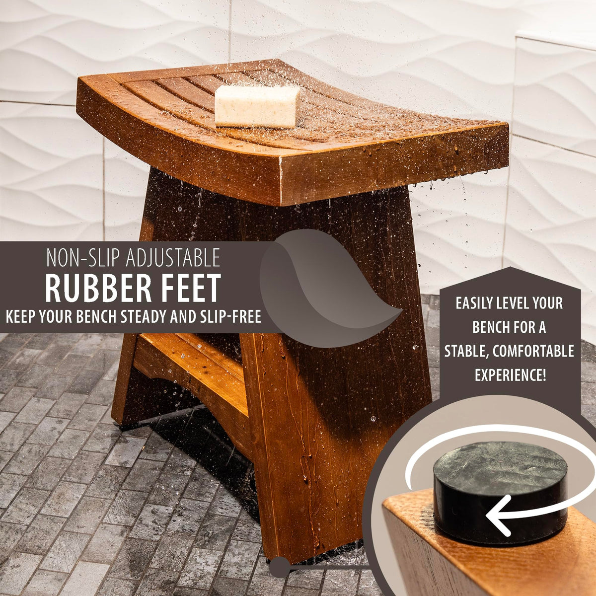 Teak Shower Bench 18 Inches Y10455