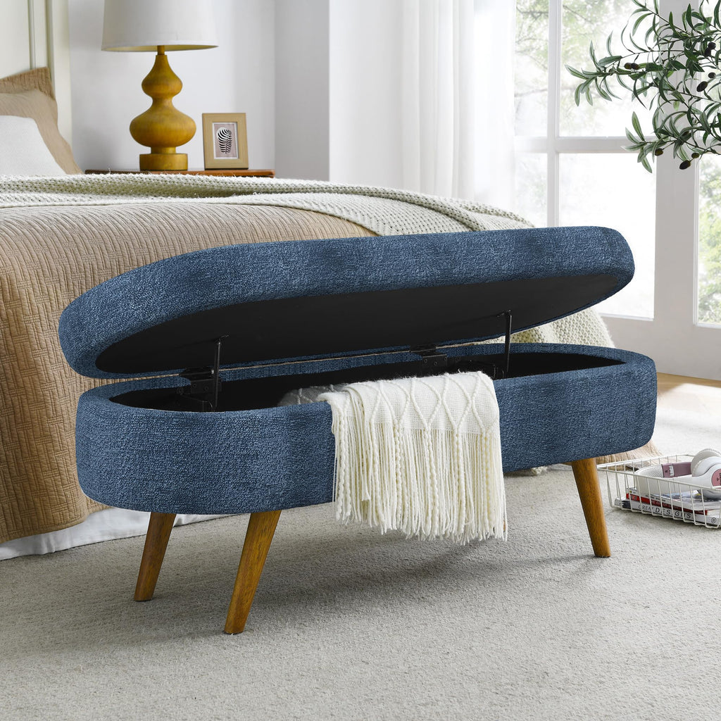 Oval Storage Bench with Rubber Wood Legs V778
