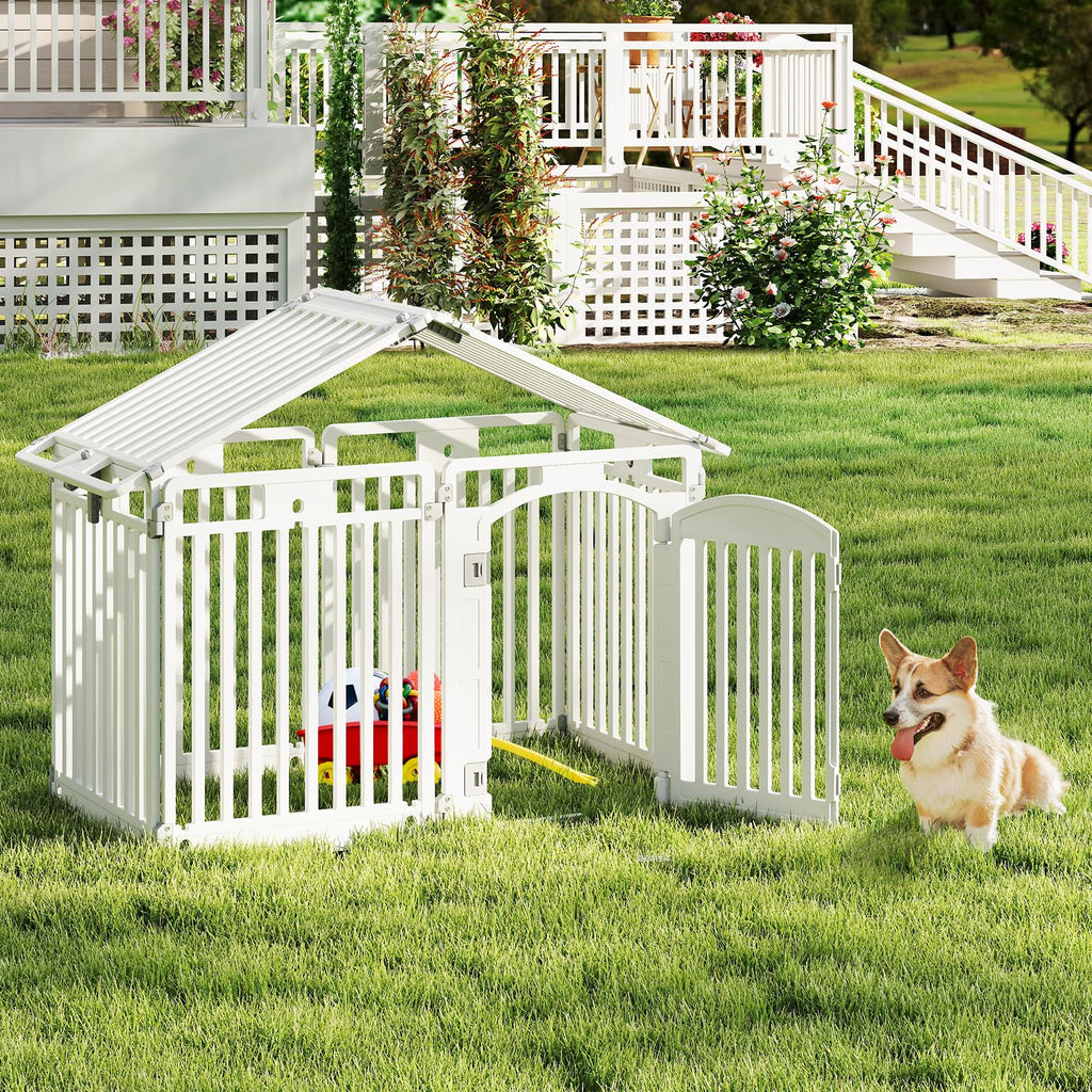 16 Panel 32''H Plastic Dog Playpen with Lockable Door X274194