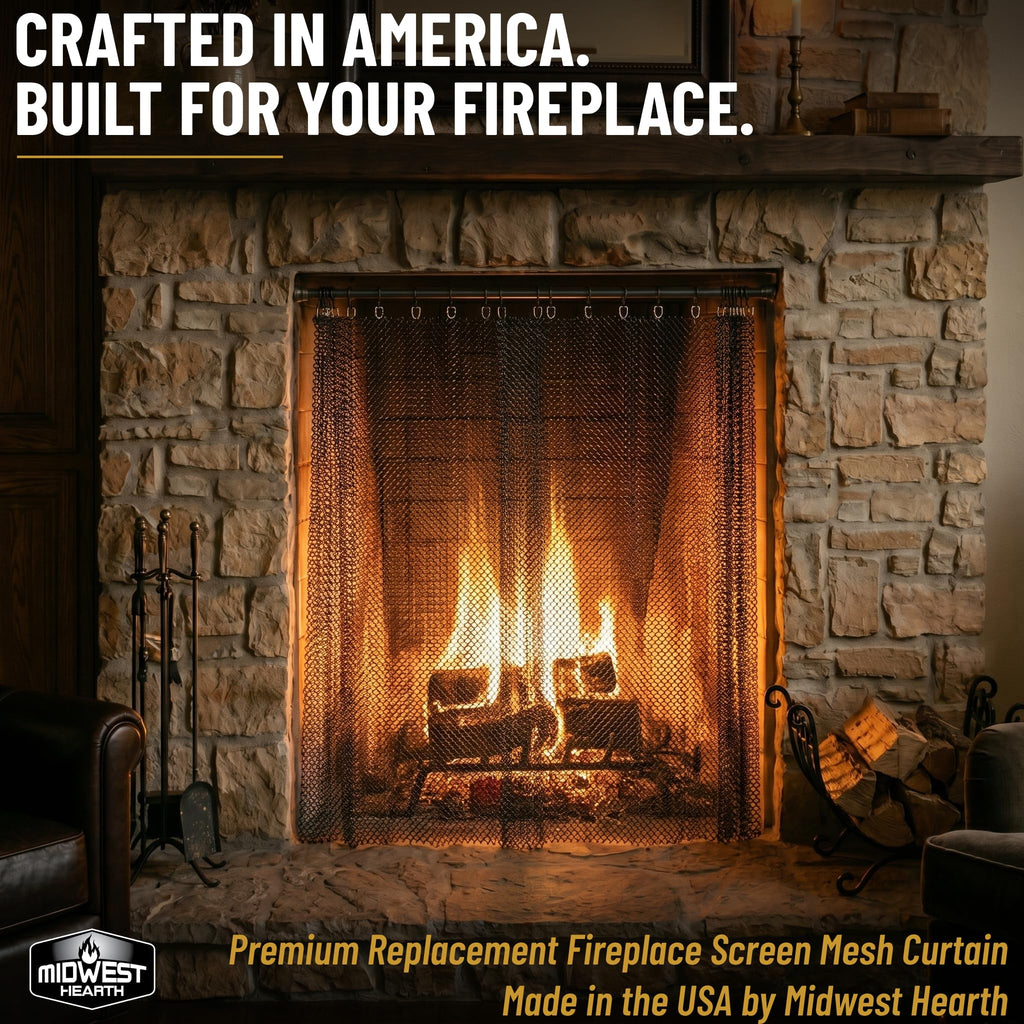 Black Fireplace Mesh Curtain J9390