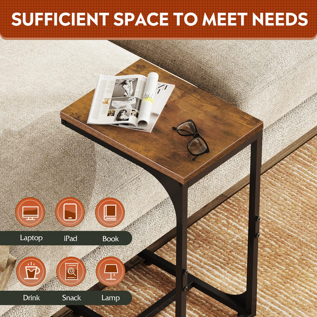 C-Shaped End Table Set of 2 Metal Frame U897004