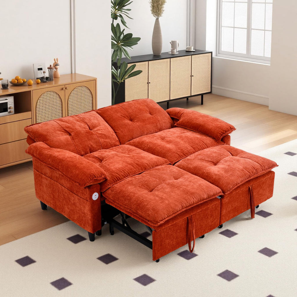 Orange Velvet Sleeper Sofa Q53262