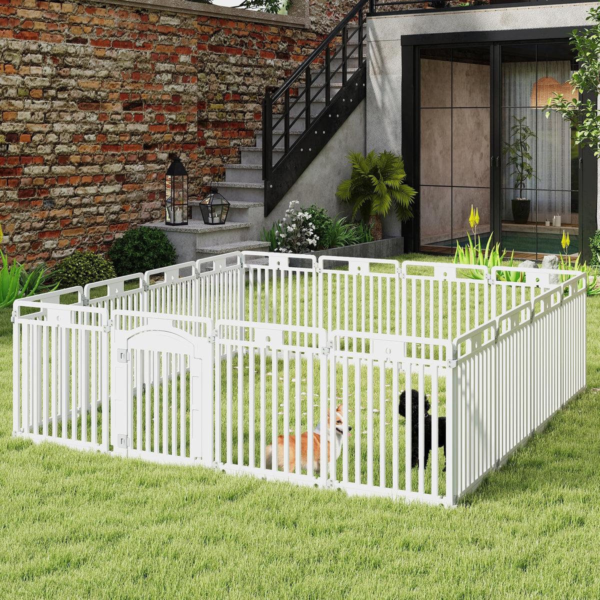 16 Panel 32''H Plastic Dog Playpen with Lockable Door X274194